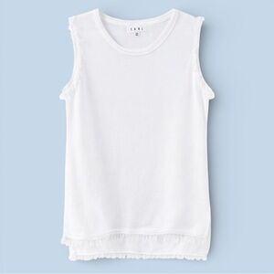 THML Sleeveless Fringe Hem Knit Top Ivory Size XS